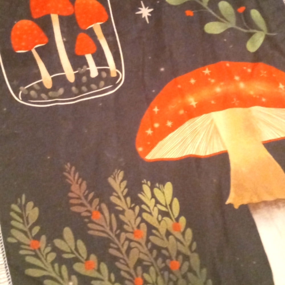 Mushroom Print Tapestry- Black and Red